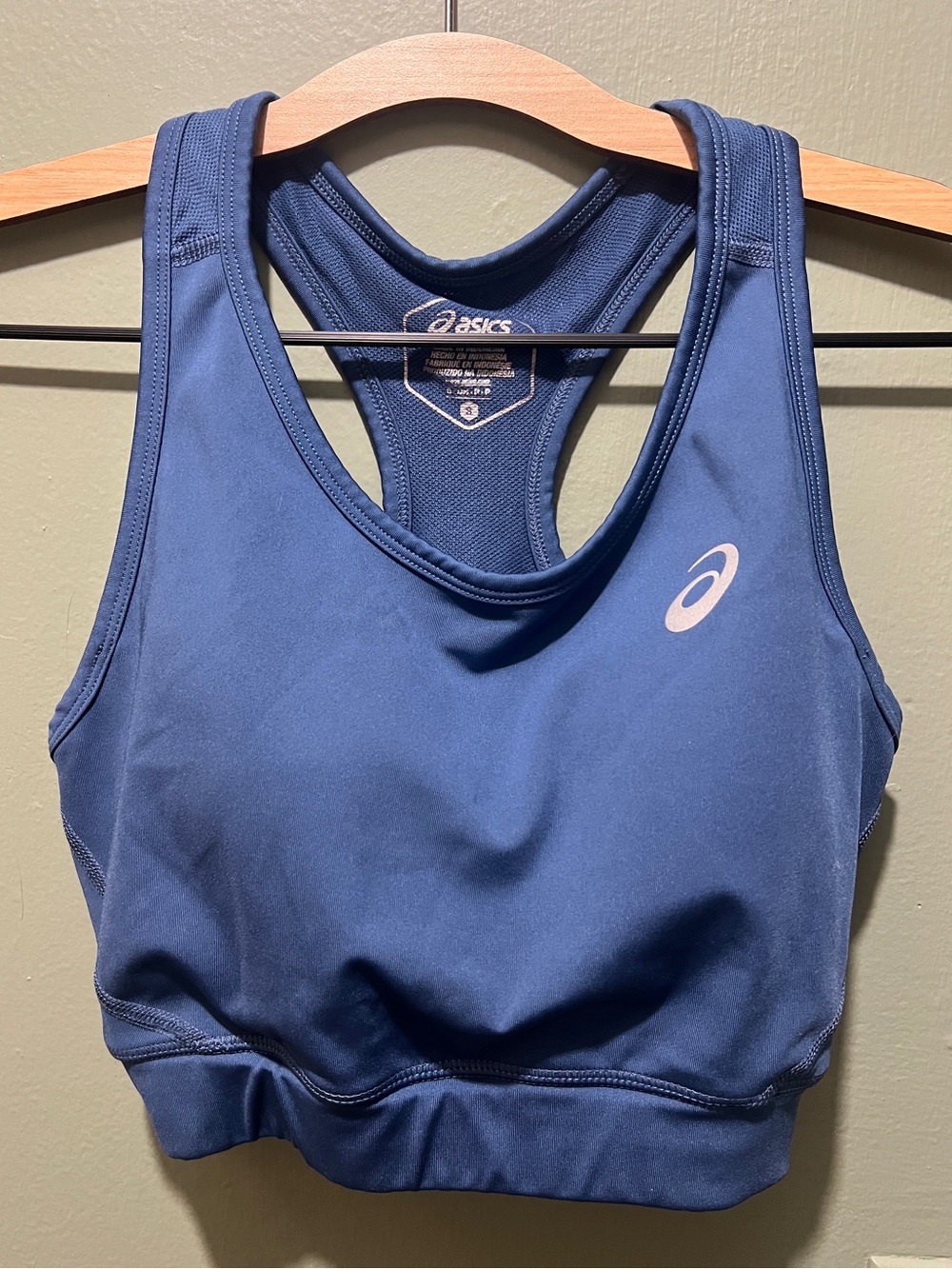 blue ASICS sport train bra